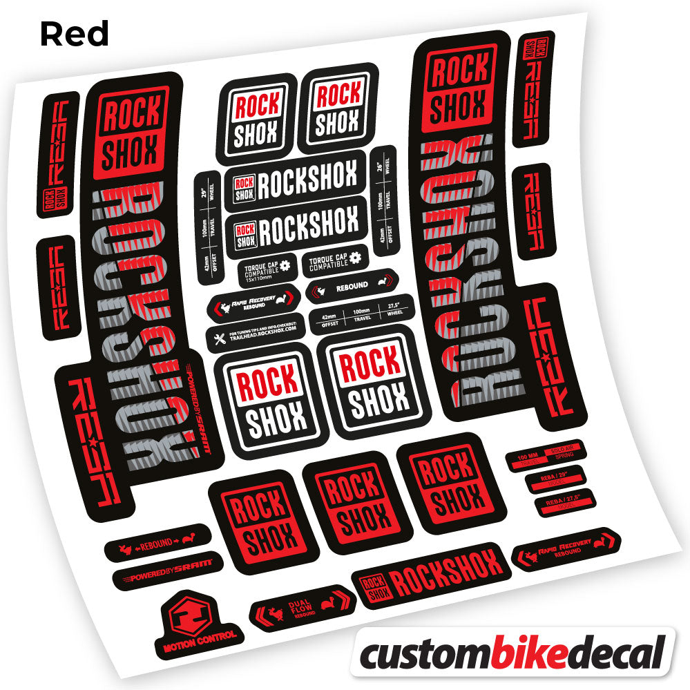 Red decal for Rock Shox Reba 2019 fork 29" – bike sticker vinyl
