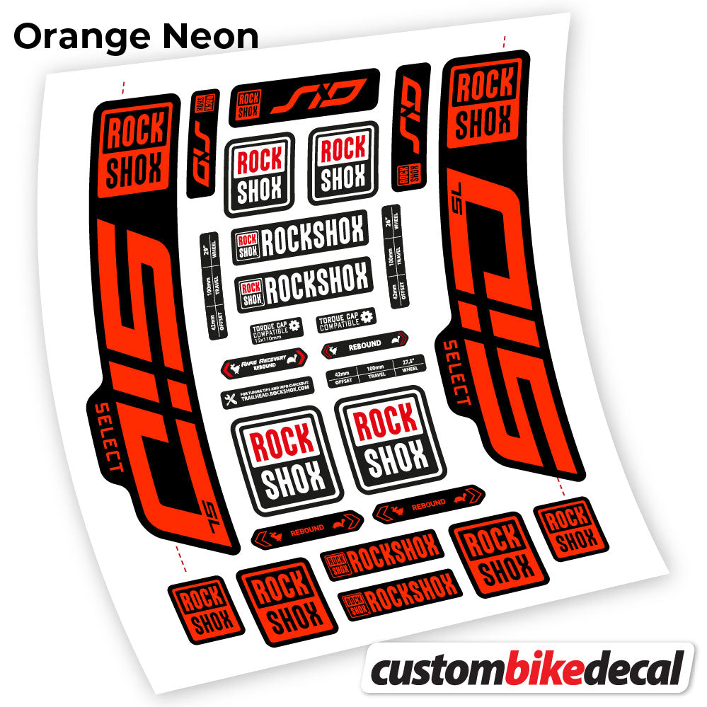 Orange Neon decal for Rock Shox Sid Select SL 2021 fork 29" – bike sticker vinyl