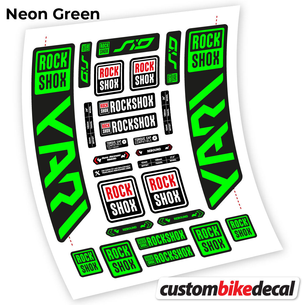 Neon Green decal for Rock Shox Yari 2021 fork – bike sticker vinyl