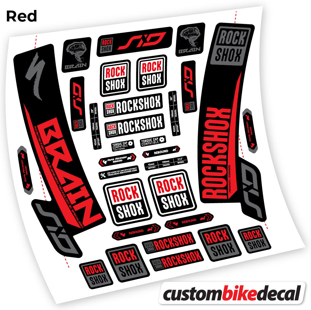 Red decal for Rock Shox Sid Brain 2018 fork – bike sticker vinyl
