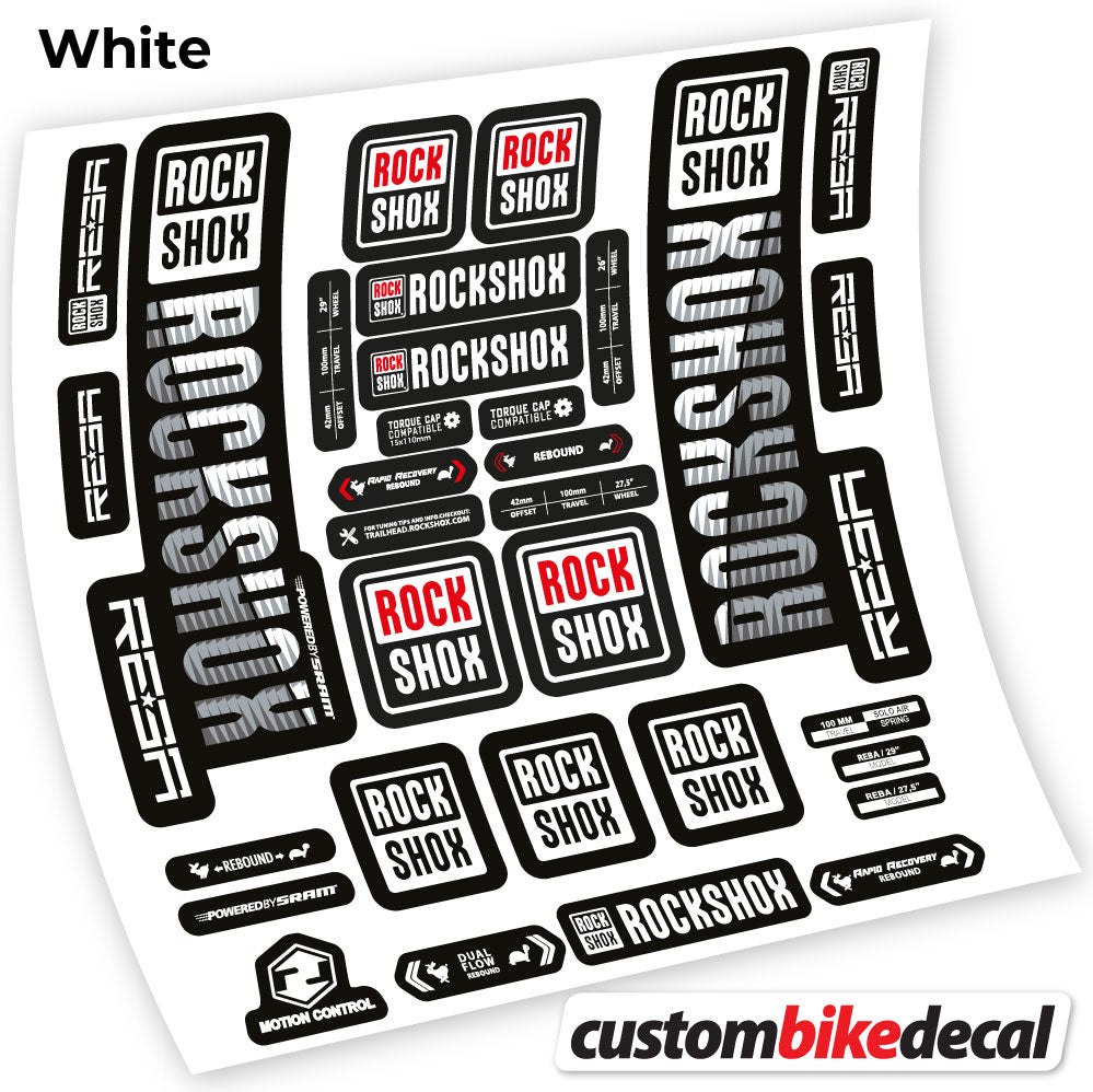 White decal for Rock Shox Reba 2019 fork 29" – bike sticker vinyl