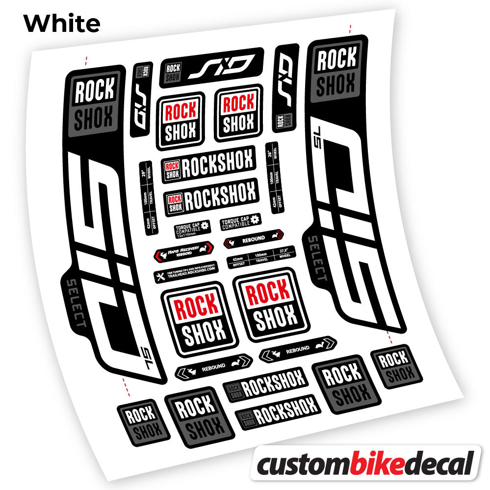 White decal for Rock Shox Sid Select SL 2021 fork 29" – bike sticker vinyl
