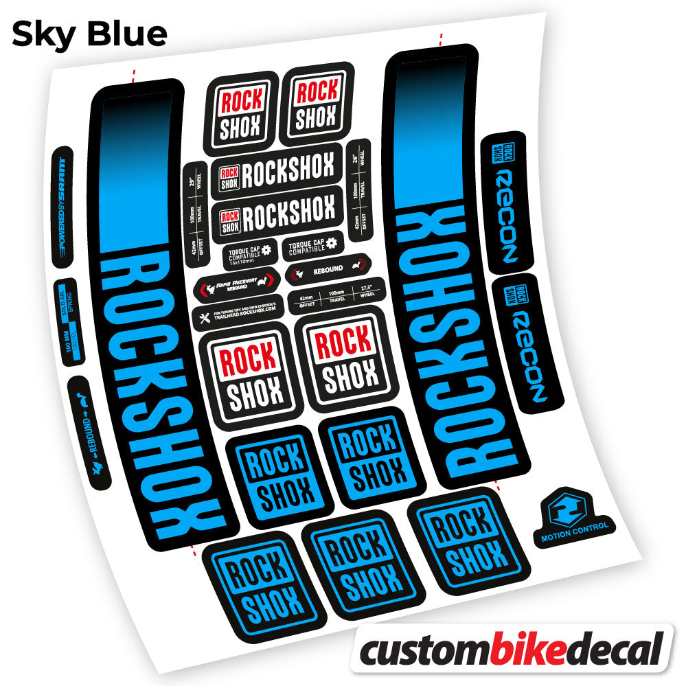 Sky Blue decal for Rock Shox Recon 2021 fork – bike sticker vinyl