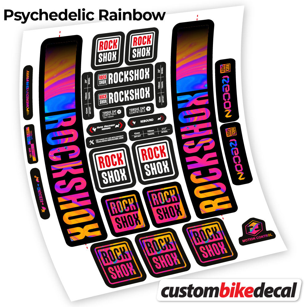 Psychedelic  Rainbow decal for Rock Shox Recon 2021 fork – bike sticker vinyl
