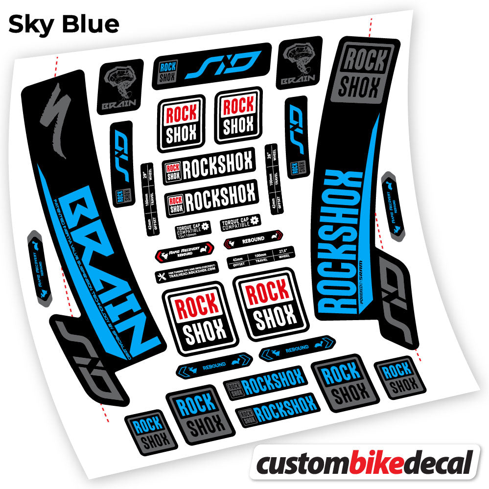 Sky Blue decal for Rock Shox Sid Brain 2018 fork – bike sticker vinyl