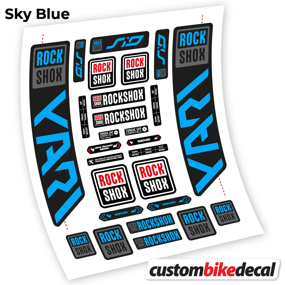 Sky Blue decal for Rock Shox Yari 2021 fork – bike sticker vinyl
