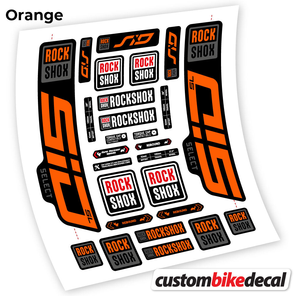 Orange decal for Rock Shox Sid Select SL 2021 fork 29" – bike sticker vinyl