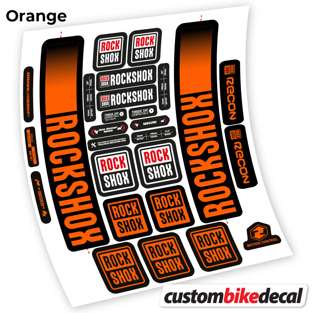 Orange decal for Rock Shox Recon 2021 fork – bike sticker vinyl