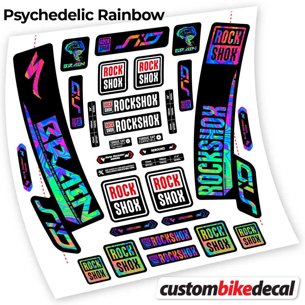 Psychedelic  Rainbow decal for Rock Shox Sid Brain 2018 fork – bike sticker vinyl