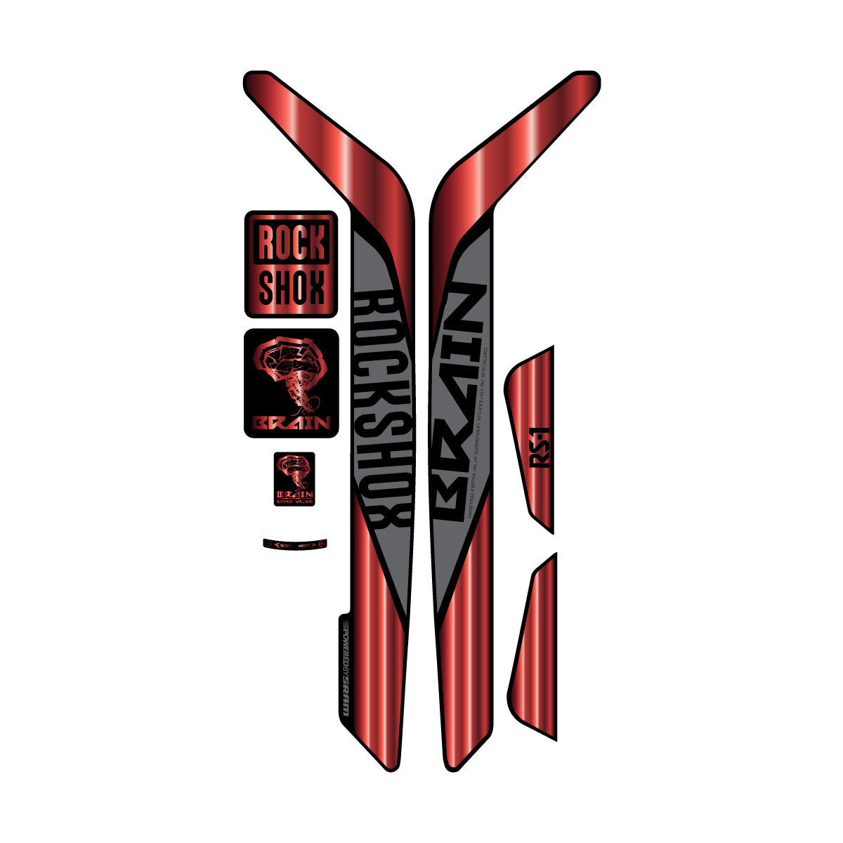 Stickers compatibles RockShox RS-1 Brain 2015-2017 pour fourche – autocollants vinyle - Cuivre