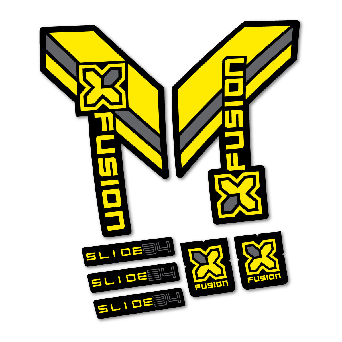 Yellow decal for Xfusion Slide 34 2026 fork – bike sticker vinyl