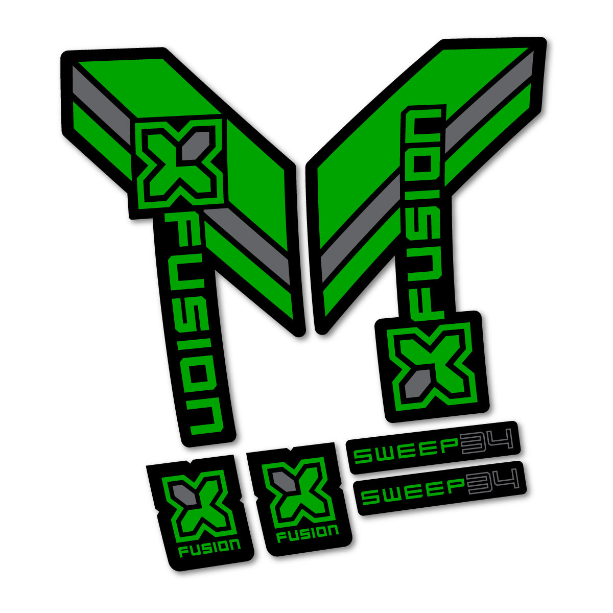 Stickers compatibles Xfusion Sweep 2026 pour fourche – autocollants vinyle - Vert