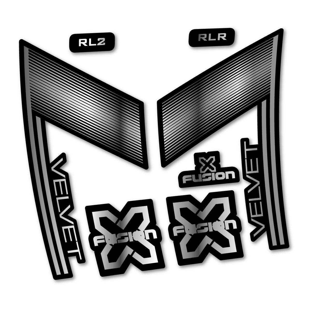Stickers compatibles Xfusion Velvet White 2016-2017 pour fourche – autocollants vinyle - Argent Chromé