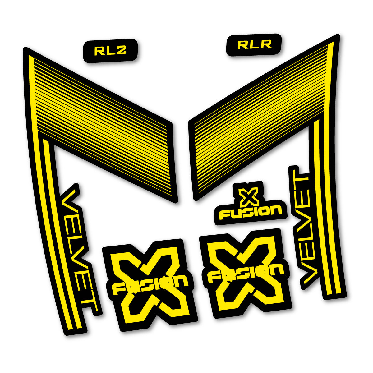 Stickers compatibles Xfusion Velvet White 2016-2017 pour fourche – autocollants vinyle - Jaune Vif