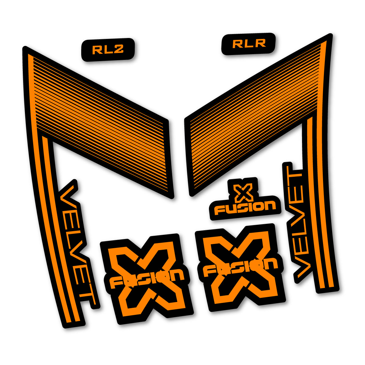 Stickers compatibles Xfusion Velvet White 2016-2017 pour fourche – autocollants vinyle - Orange Clair Fluo