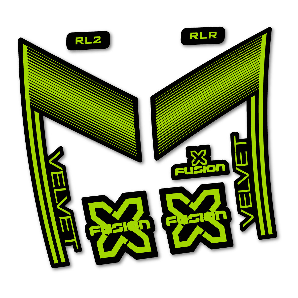 Stickers compatibles Xfusion Velvet White 2016-2017 pour fourche – autocollants vinyle - Vert Citron