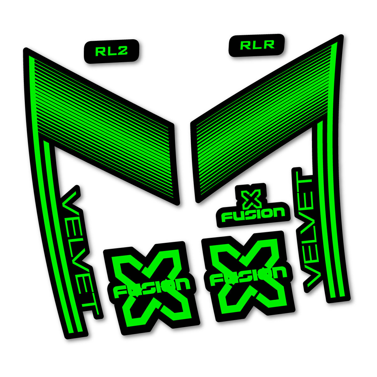 Stickers compatibles Xfusion Velvet White 2016-2017 pour fourche – autocollants vinyle - Vert Fluo