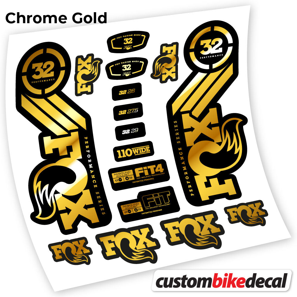 Chrome Gold decal for Fox 32 Performance 2016 fork – bike sticker vinyl