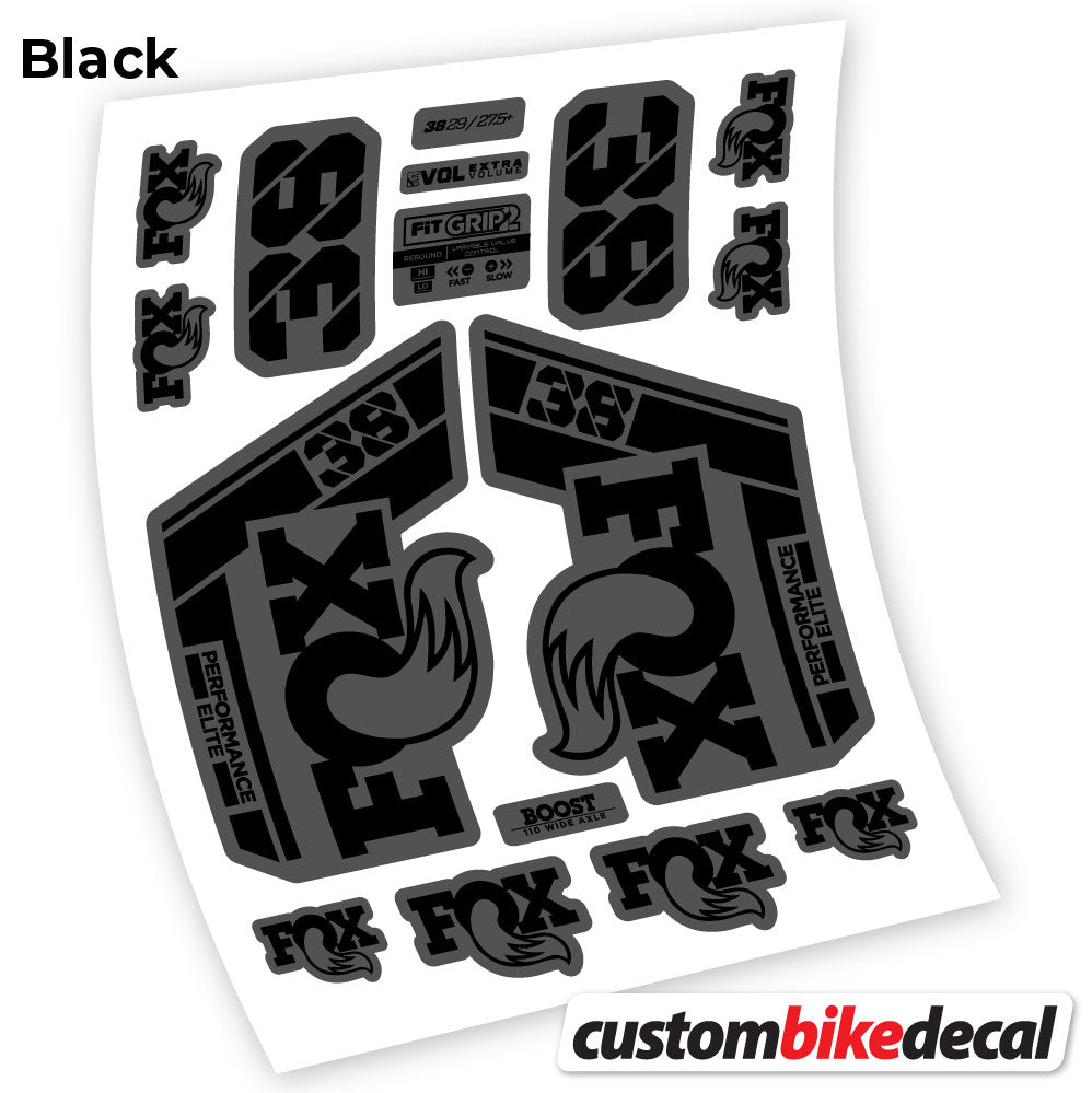 Matte Black+Gloss Black decal for Fox 38 Performance Elite 2021 fork – bike sticker vinyl