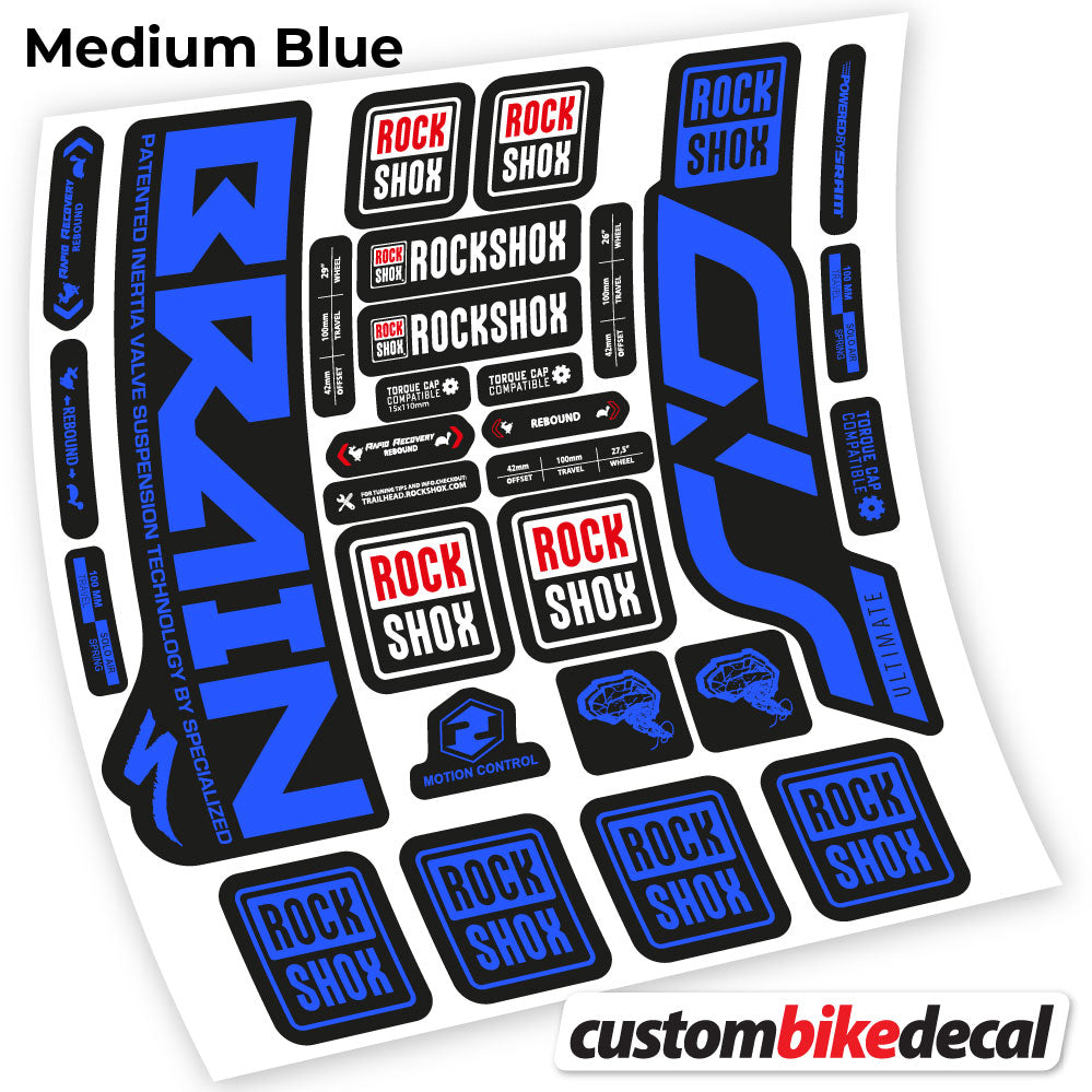 Medium Blue decal for Rock Shox Sid Brain Ultimate fork – bike sticker vinyl