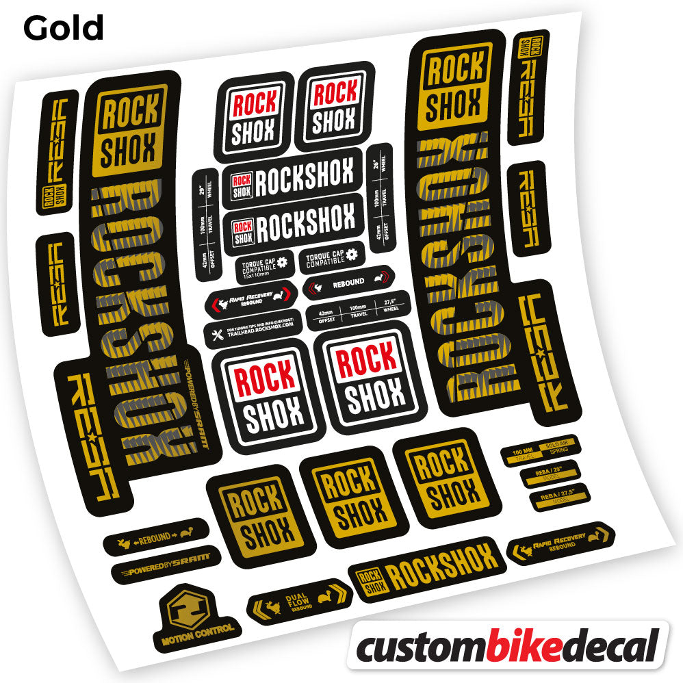 Gold decal for Rock Shox Reba 2019 fork 29" – bike sticker vinyl