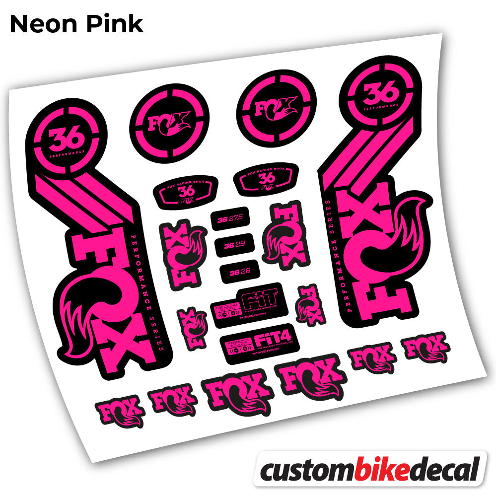 Neon Pink decal for . Fox 36 Performance 2016 fork – bike sticker vinyl