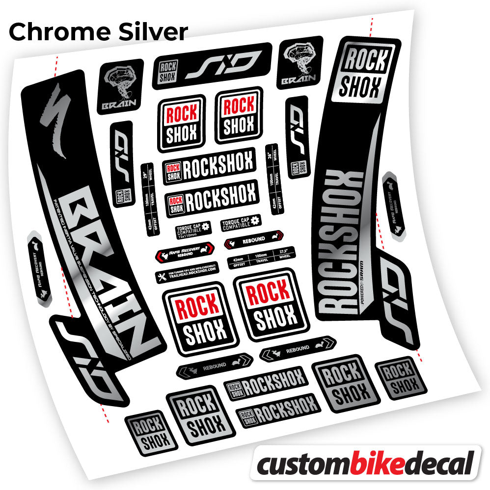 Chrome Silver decal for Rock Shox Sid Brain 2018 fork – bike sticker vinyl