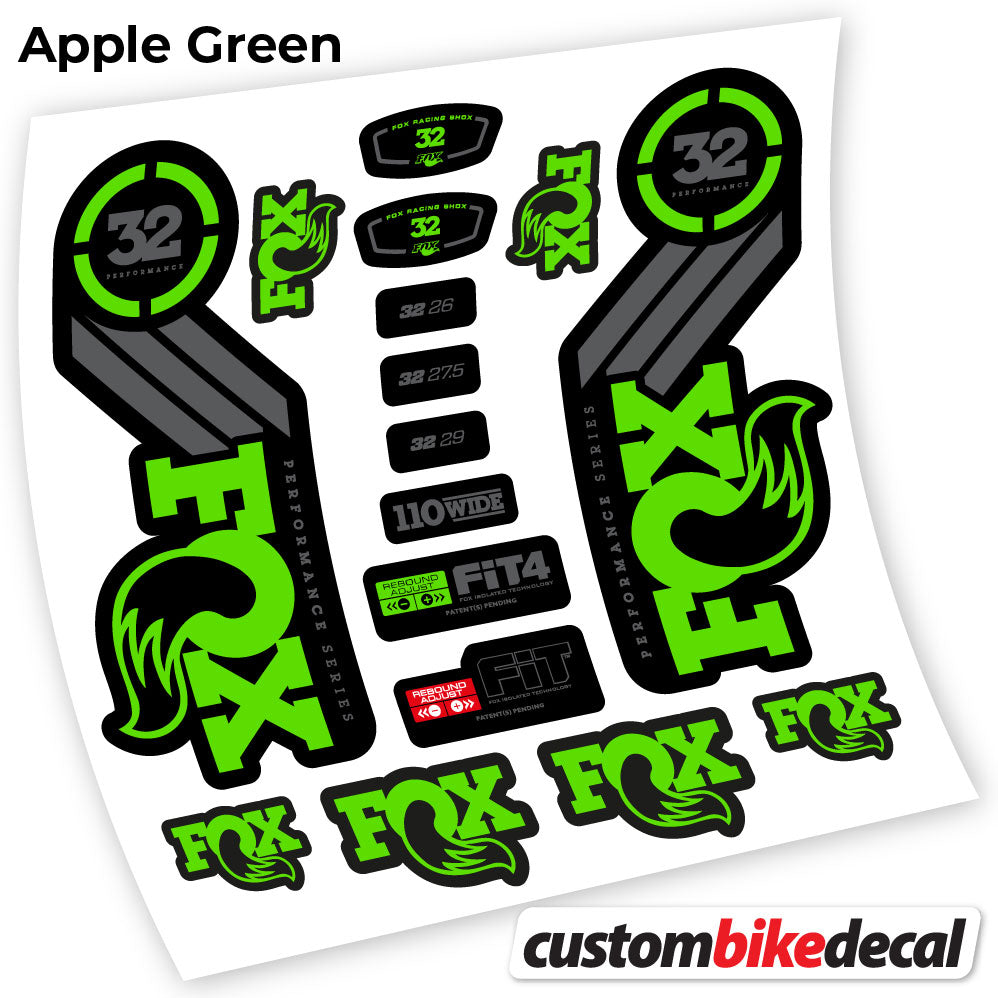Apple Green decal for Fox 32 Performance 2016 fork – bike sticker vinyl