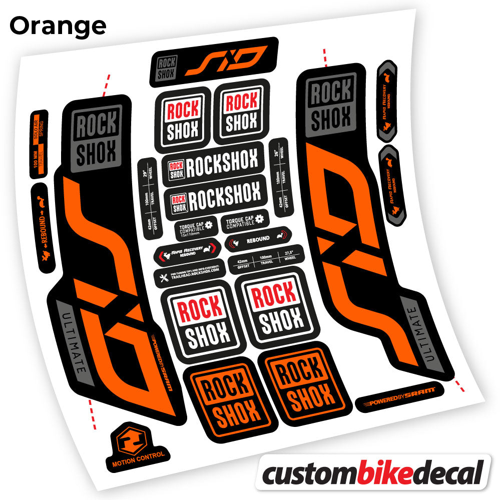 Orange decal for Rock Shox Sid Ultimate 2020 fork – bike sticker vinyl