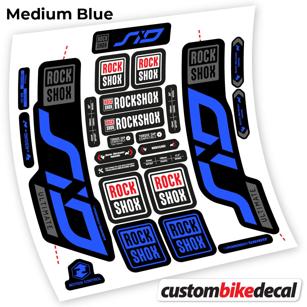 Medium Blue decal for Rock Shox Sid Ultimate 2020 fork – bike sticker vinyl
