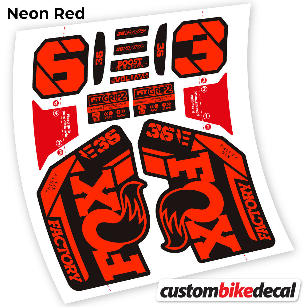 Neon Red decal for Fox E-Bike Factory 2021 fork – bike sticker vinyl
