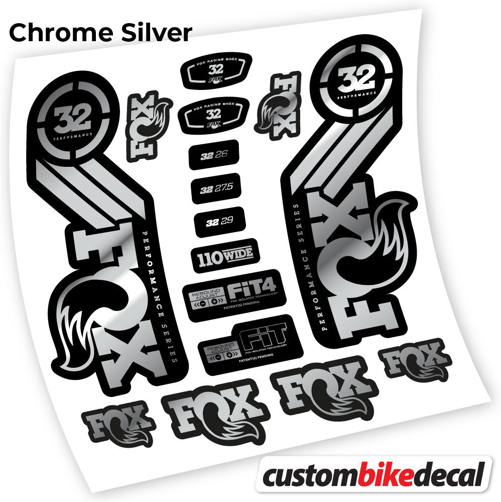 Chrome Silver decal for Fox 32 Performance 2016 fork – bike sticker vinyl
