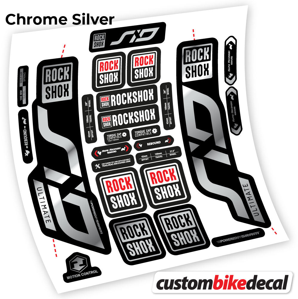 Chrome Silver decal for Rock Shox Sid Ultimate 2020 fork – bike sticker vinyl