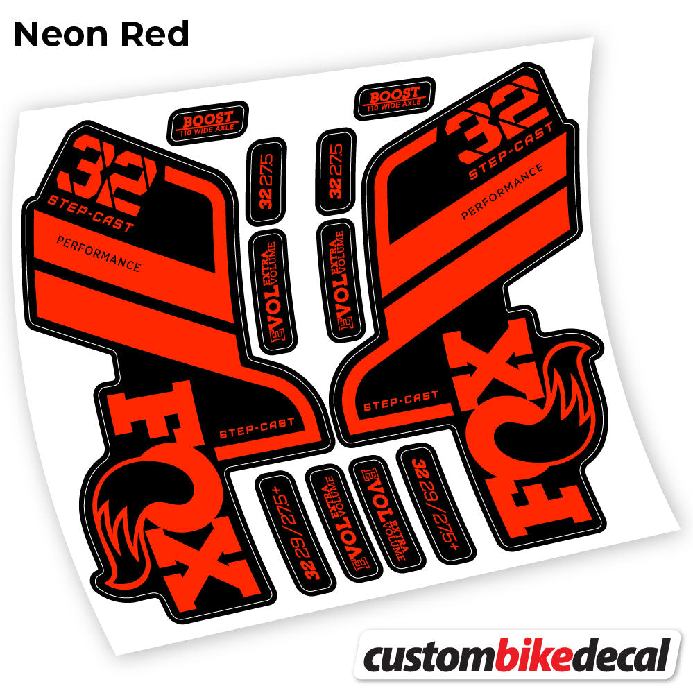 Neon Red decal for Fox 32 SC Performance Step Cast 2021 fork – bike sticker vinyl