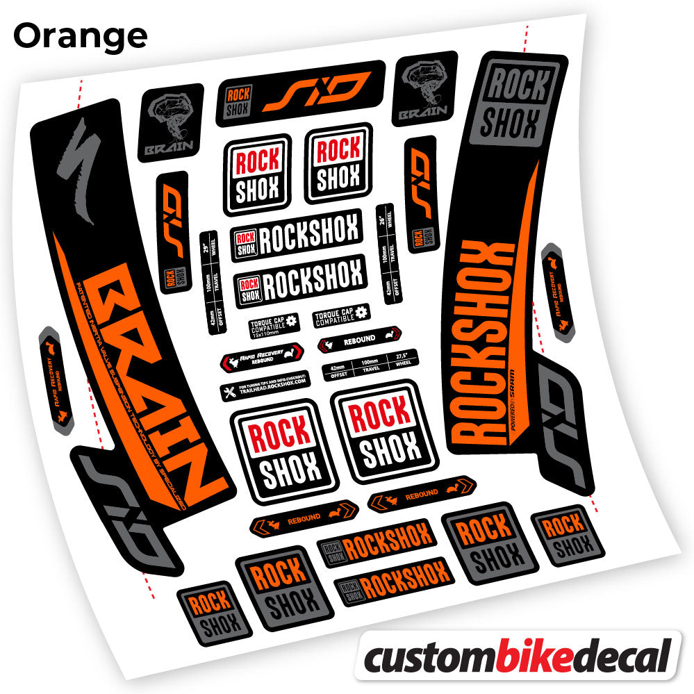 Orange decal for Rock Shox Sid Brain 2018 fork – bike sticker vinyl