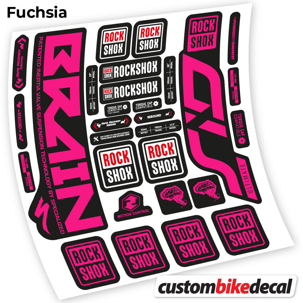 Fuchsia decal for Rock Shox Sid Brain Ultimate fork – bike sticker vinyl
