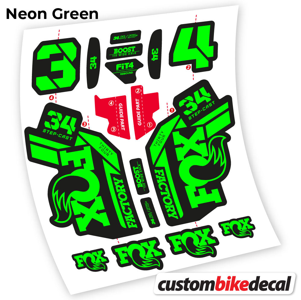 Neon Green decal for Fox 34 SC Factory 2021 fork – bike sticker vinyl