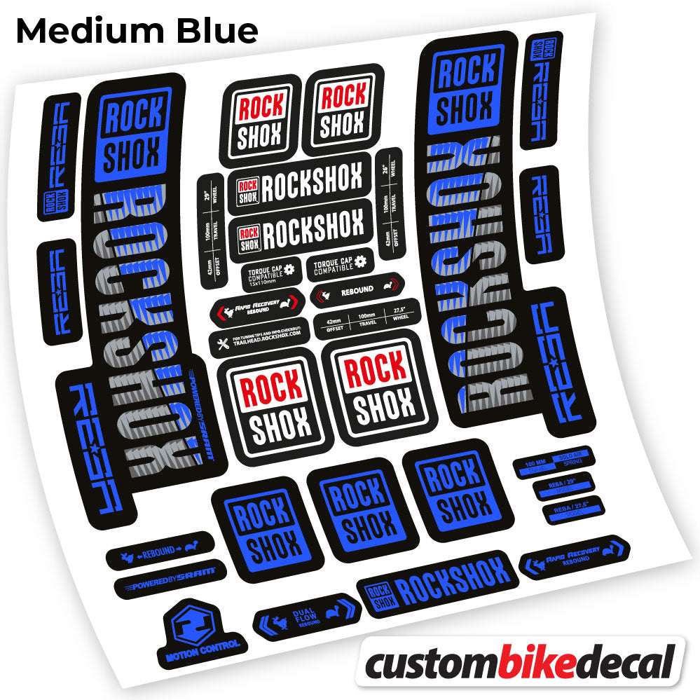 Medium Blue decal for Rock Shox Reba 2019 fork 29" – bike sticker vinyl