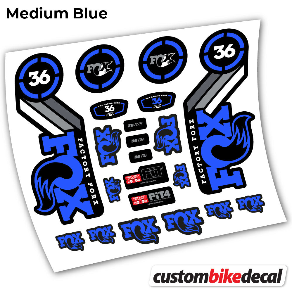 Medium Blue decal for Fox 36 Heritage 2016 fork – bike sticker vinyl