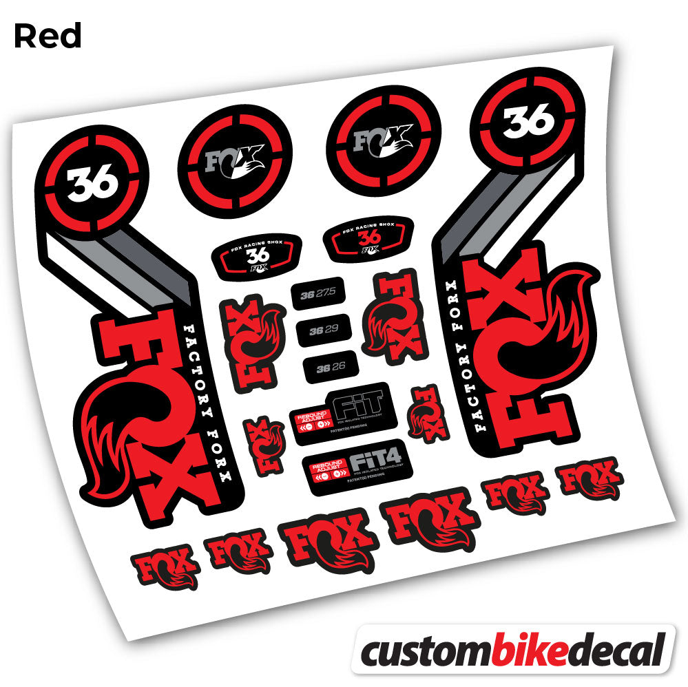 Red decal for Fox 36 Heritage 2016 fork – bike sticker vinyl