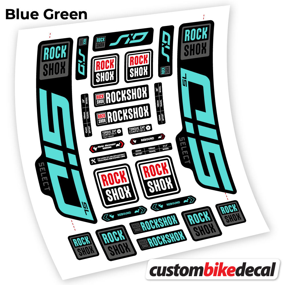Blue Green decal for Rock Shox Sid Select SL 2021 fork 29" – bike sticker vinyl