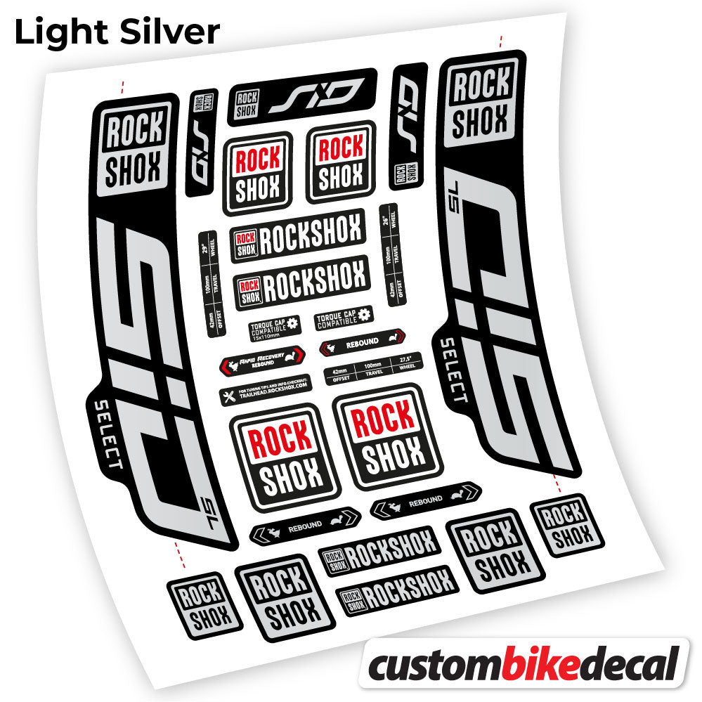 Light Silver decal for Rock Shox Sid Select SL 2021 fork 29" – bike sticker vinyl