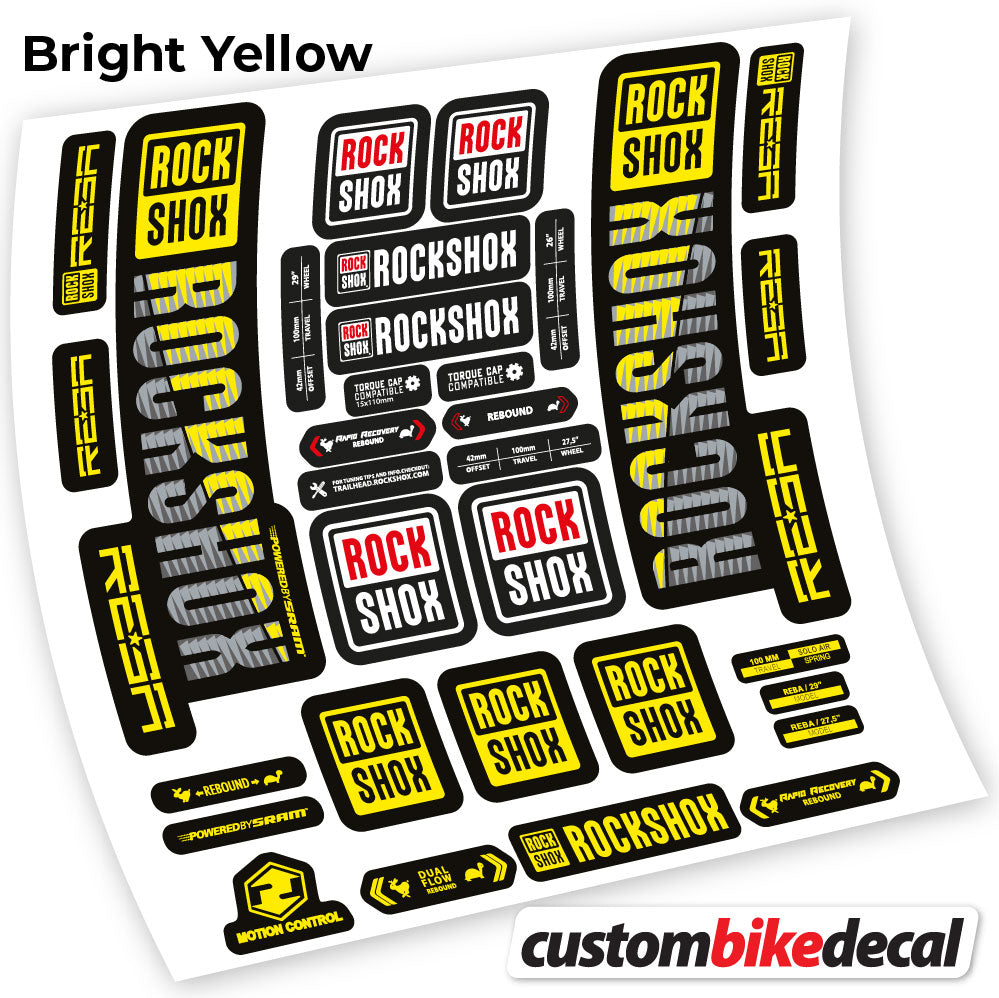 Yellow decal for Rock Shox Reba 2019 fork 29" – bike sticker vinyl