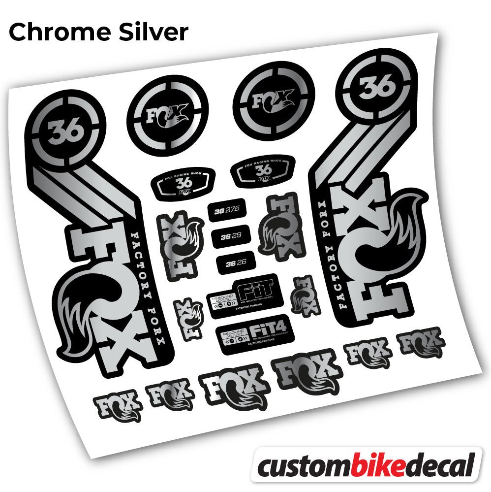 Chrome Silver decal for Fox 36 Heritage 2016 fork – bike sticker vinyl