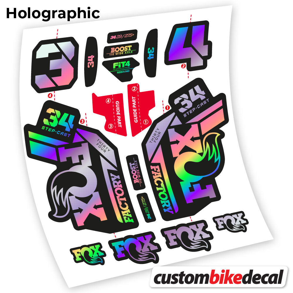 Hollographic decal for Fox 34 SC Factory 2021 fork – bike sticker vinyl