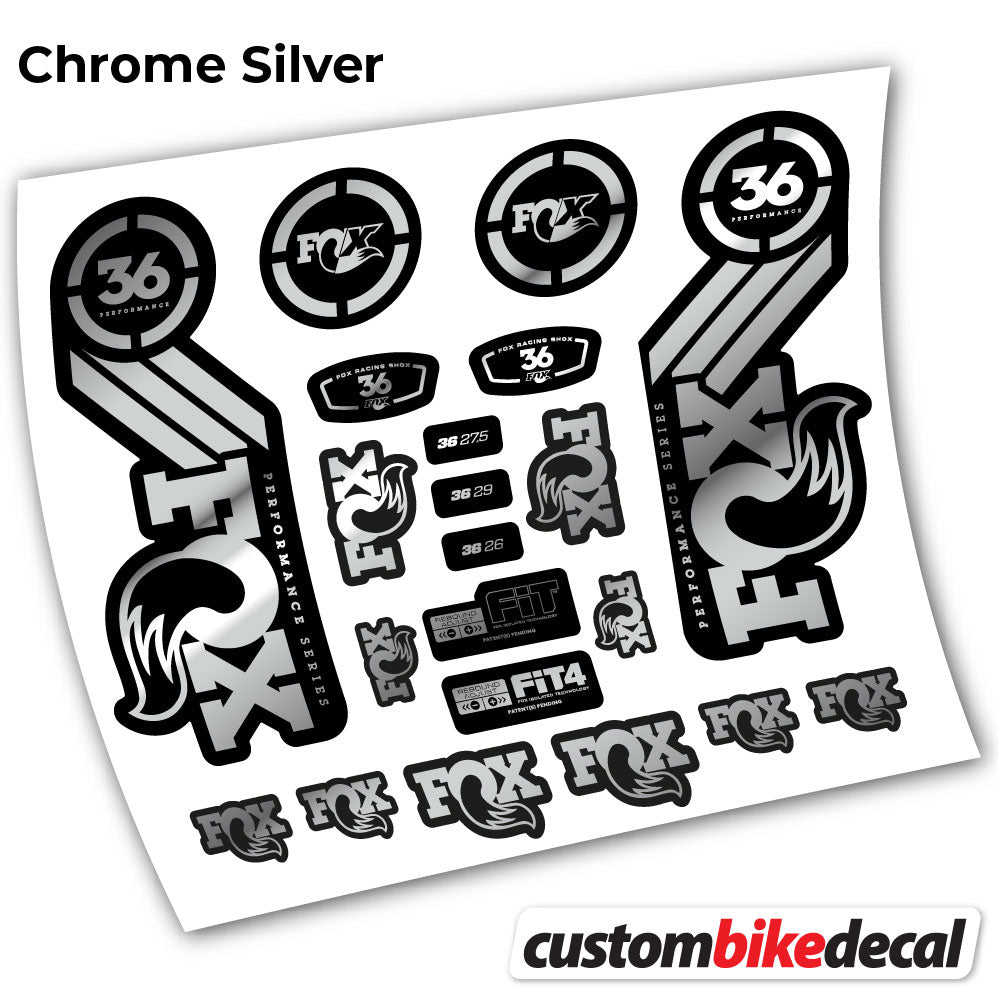 Chrome Silver decal for . Fox 36 Performance 2016 fork – bike sticker vinyl