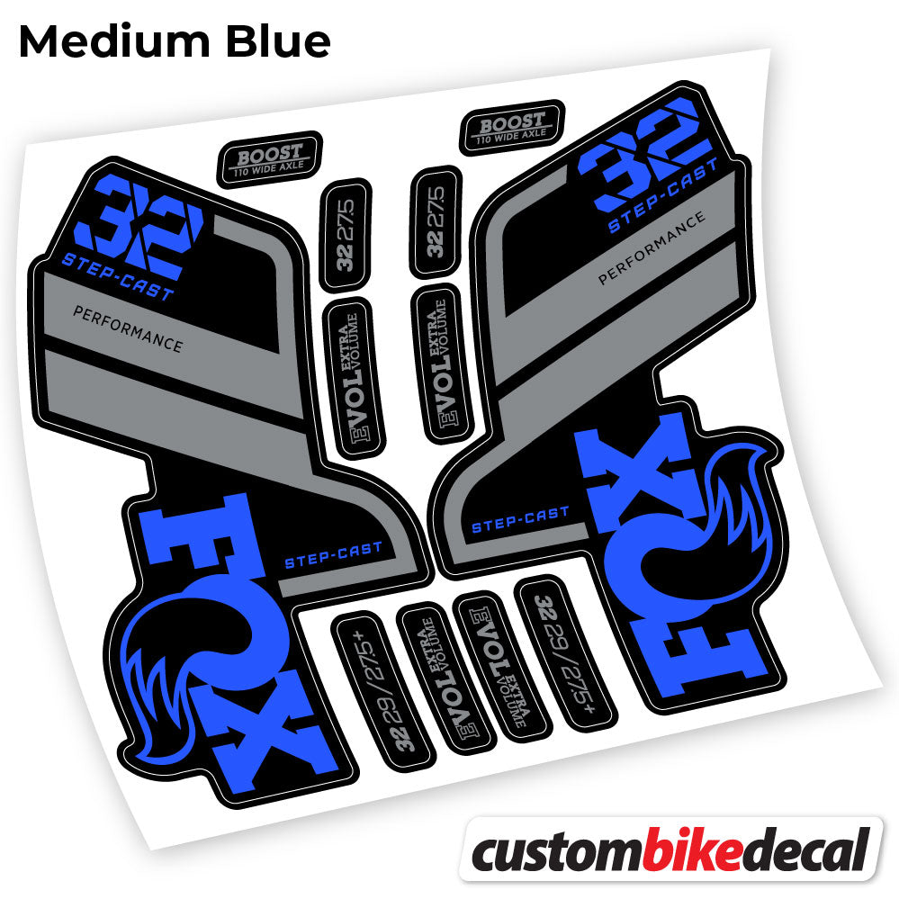 Medium Blue decal for Fox 32 SC Performance Step Cast 2021 fork – bike sticker vinyl