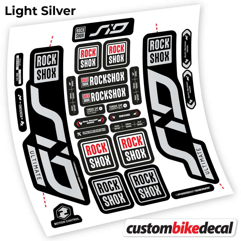 Light Silver decal for Rock Shox Sid Ultimate 2020 fork – bike sticker vinyl