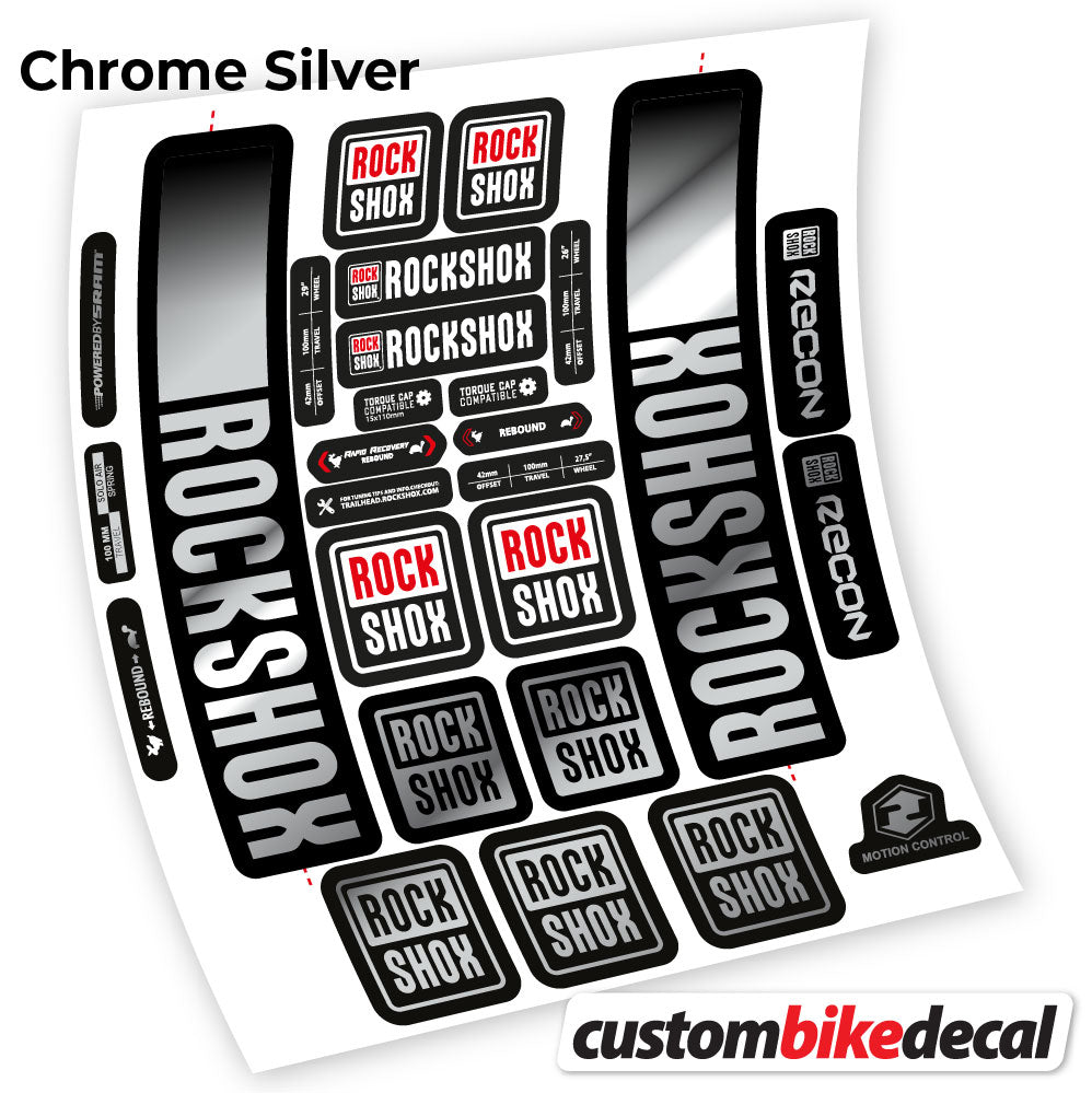 Chrome Silver decal for Rock Shox Recon 2021 fork – bike sticker vinyl