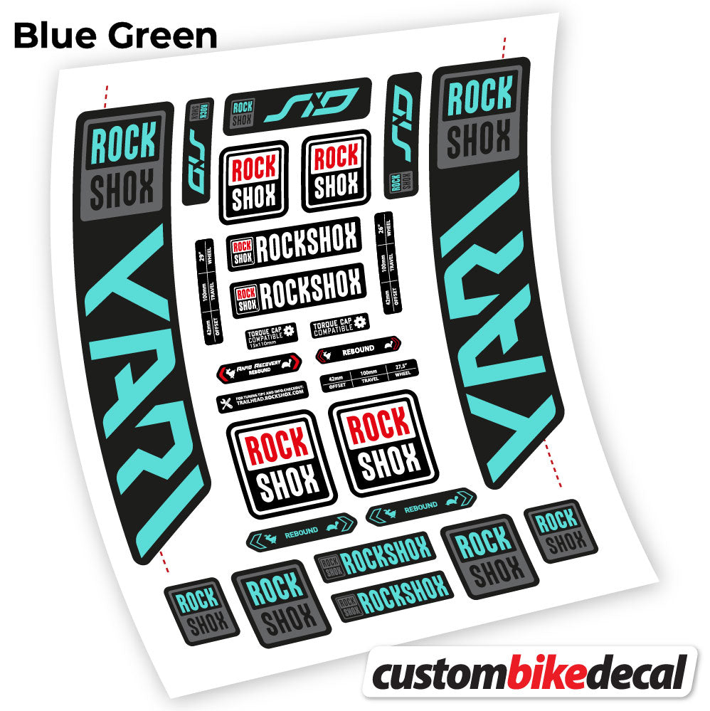 Blue Green decal for Rock Shox Yari 2021 fork – bike sticker vinyl